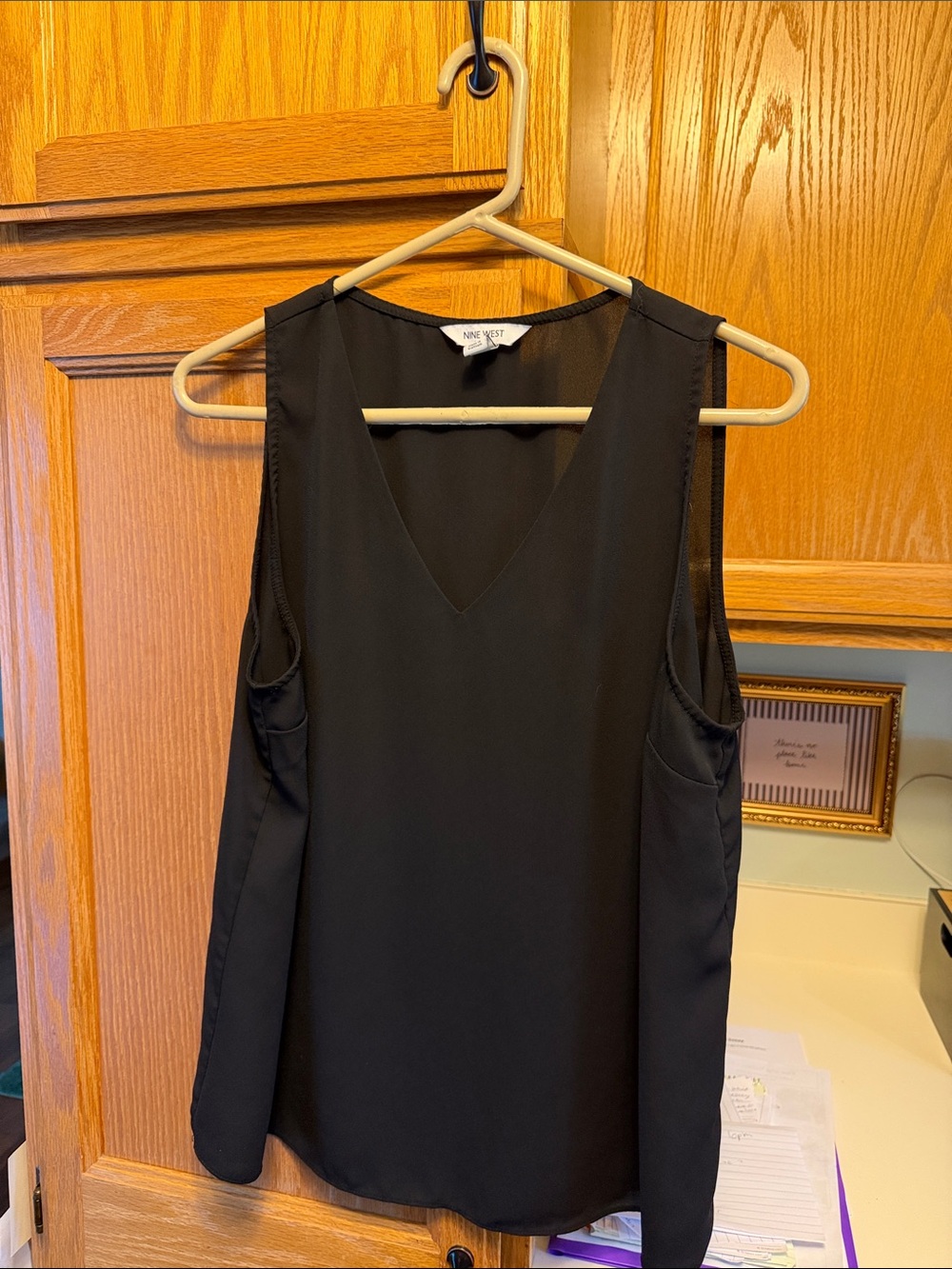 Nine West Black V-Neck Sleeveless Slip Top - Lightweight Shell